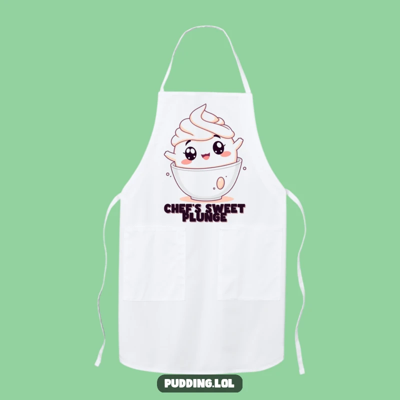 Funny Pudding Cream Tumbling Apron Hilarious Kitchen Accessory For Dessert Lovers