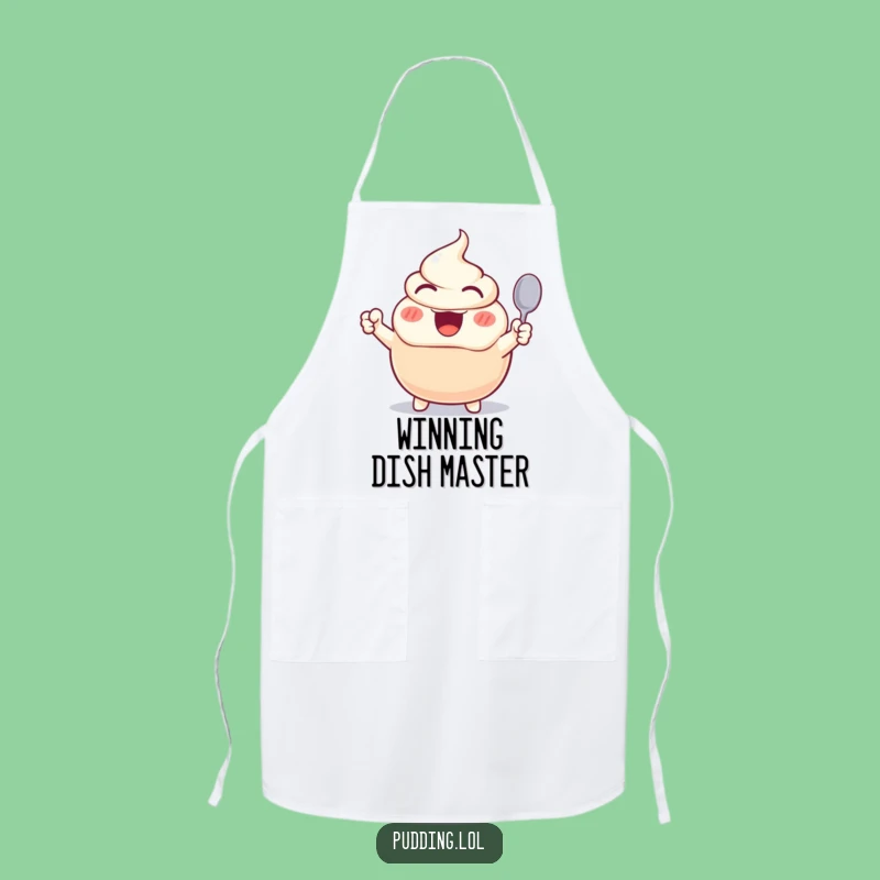 Funny Excited Pudding Apron - Cheerful Dessert Chef's Cooking Gift
