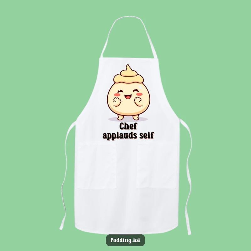 Funny Grinning Pudding Chef Apron - Humorous Dessert Celebration Gift
