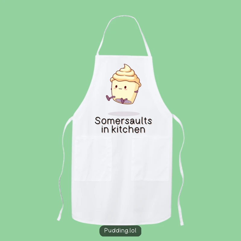 Funny Pudding Apron: Clumsy Somersault Cup Character, Perfect Kitchen Fun Gift
