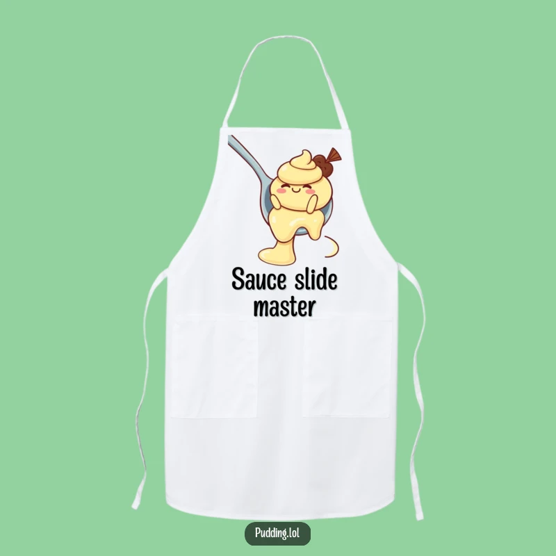 Funny Pudding Apron: Wobbly Character Spoon Slide, Perfect Kitchen Fun Gift