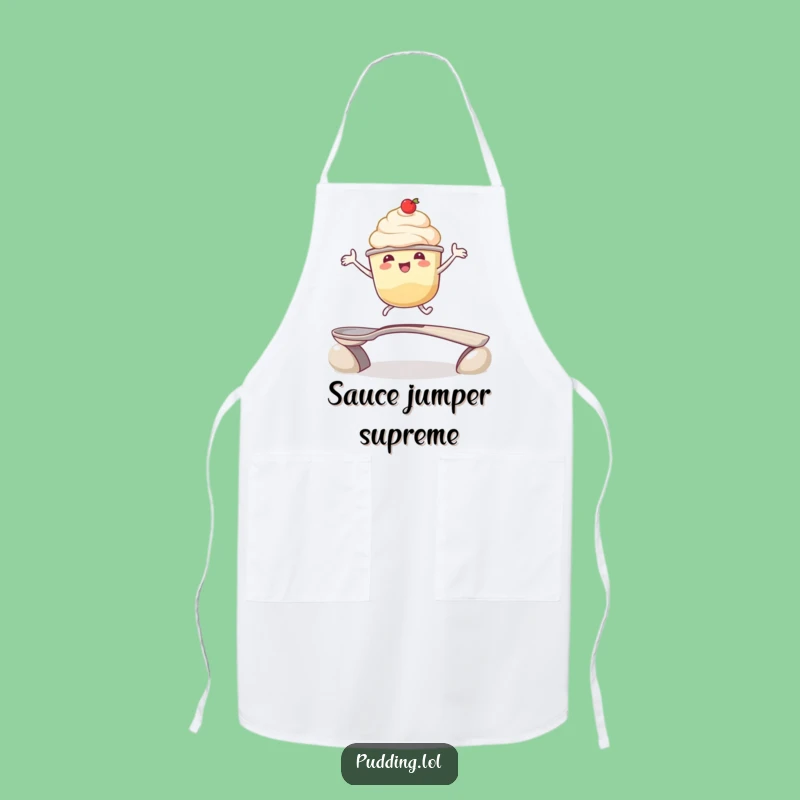 Funny Pudding Cup Leap Apron: Kitchen Fun for Dessert Enthusiasts, Perfect Funny Gift