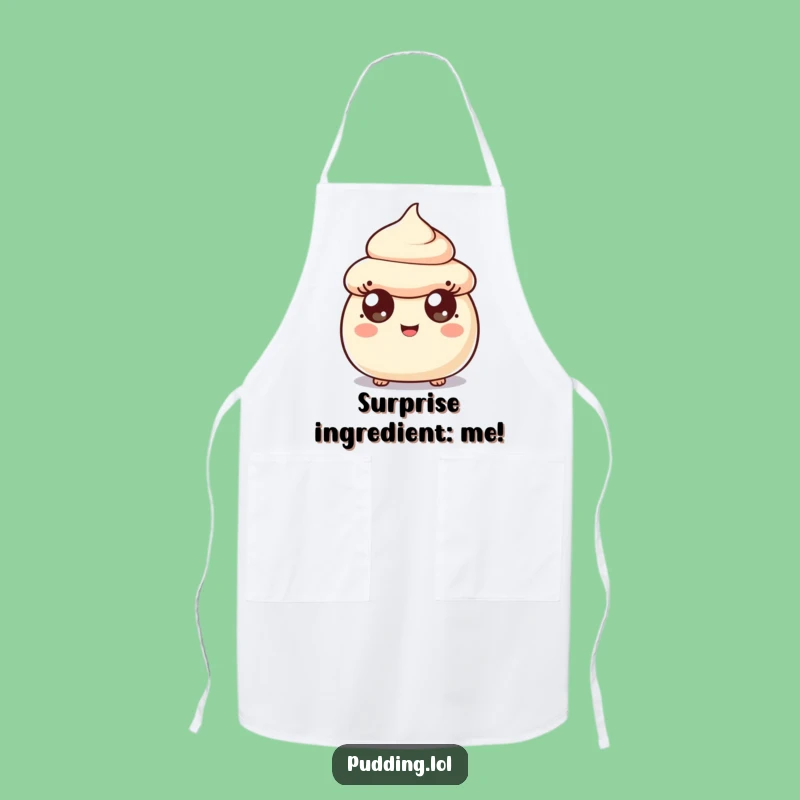 Funny Surprised Pudding Scoop Apron - Kitchen Dessert Character Fun
