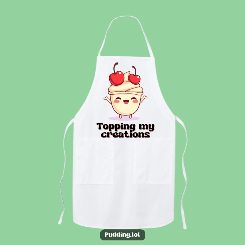 Funny Pudding Cup Apron: Cherry Bounce Fun, Hilarious Dessert Kitchen Gift