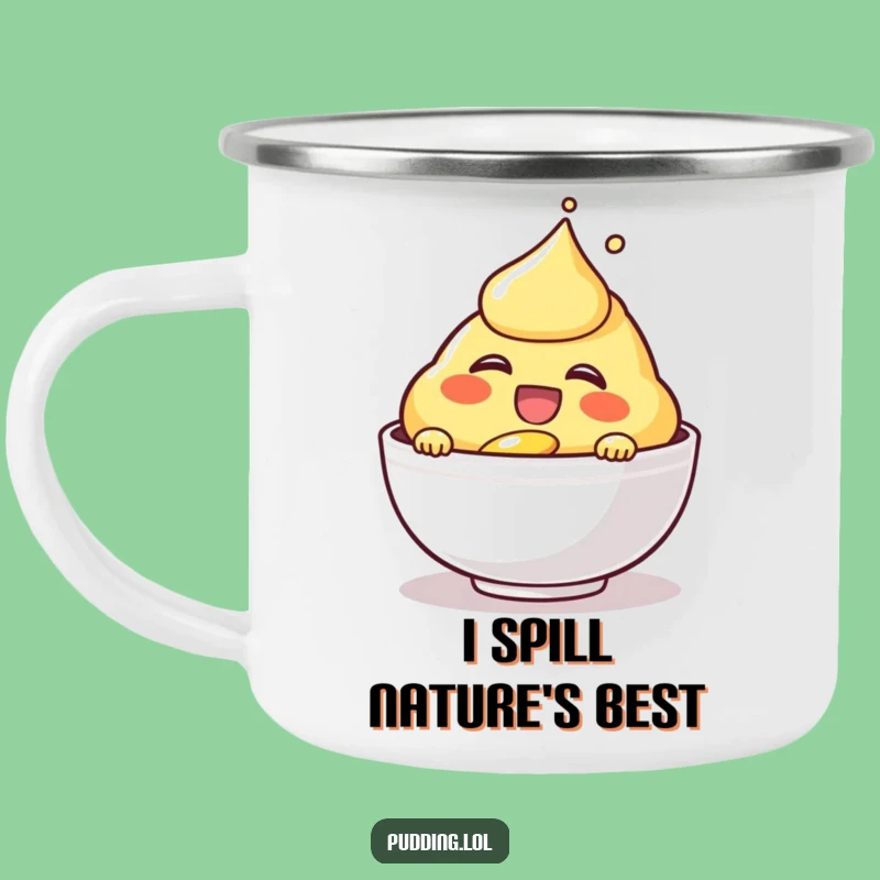 Funny Laughing Custard Camping Mug - Outdoor Dessert Character Cup