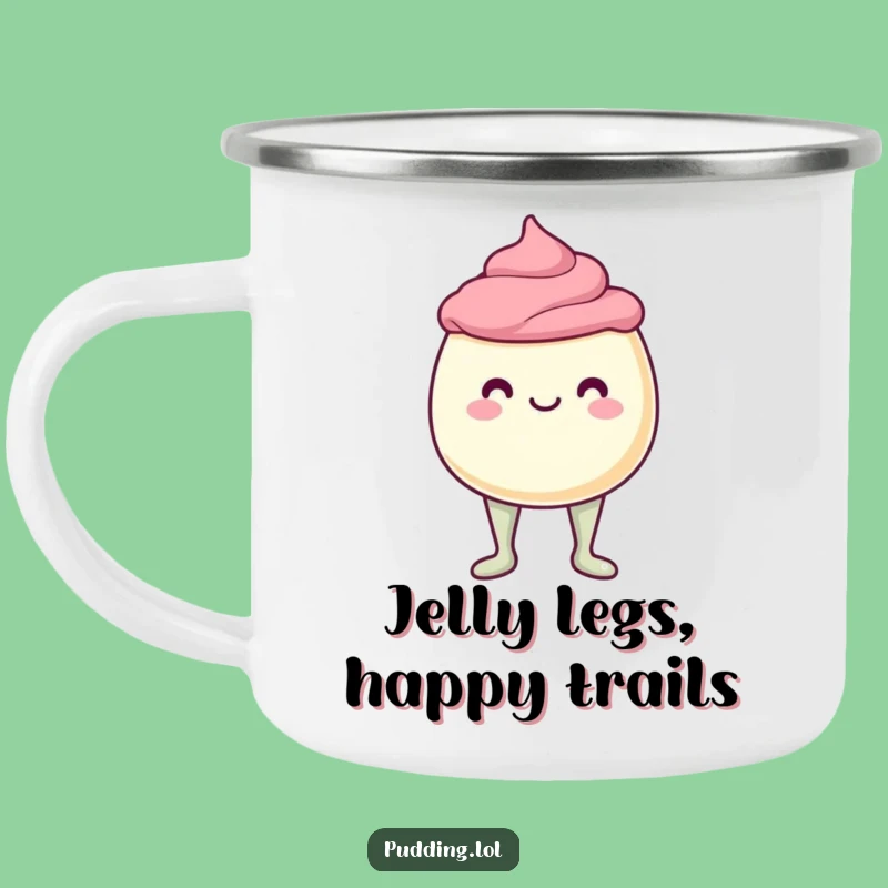 Funny Wobbly Pudding Cup Camping Mug: Jelly Legs Adventure Fuel, Perfect Funny Gift