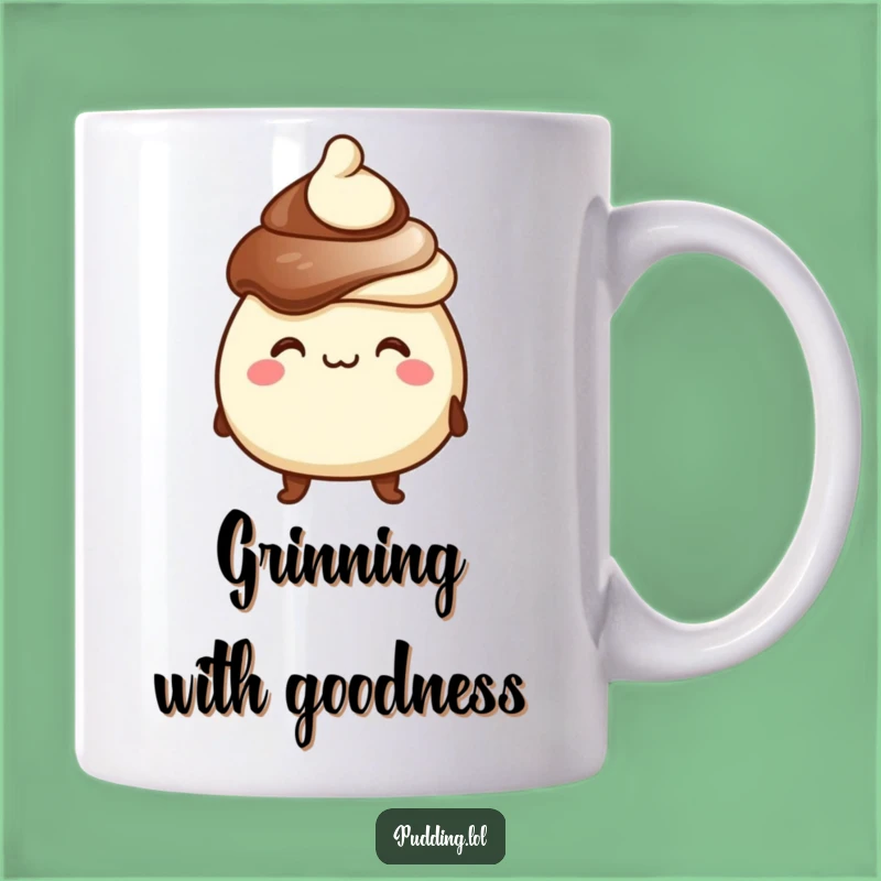 Funny Chocolate Pudding Mug - Goofy Grin Pudding Gift for Dessert Lovers