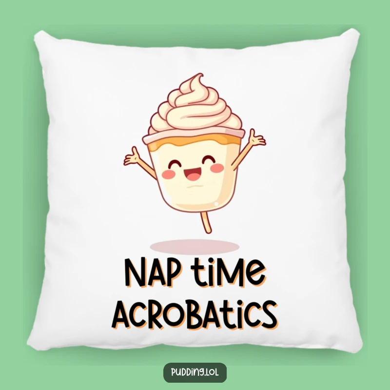 Funny Pudding Cartwheel Pillow - Soft Dessert Character Decor - Hilarious Gift