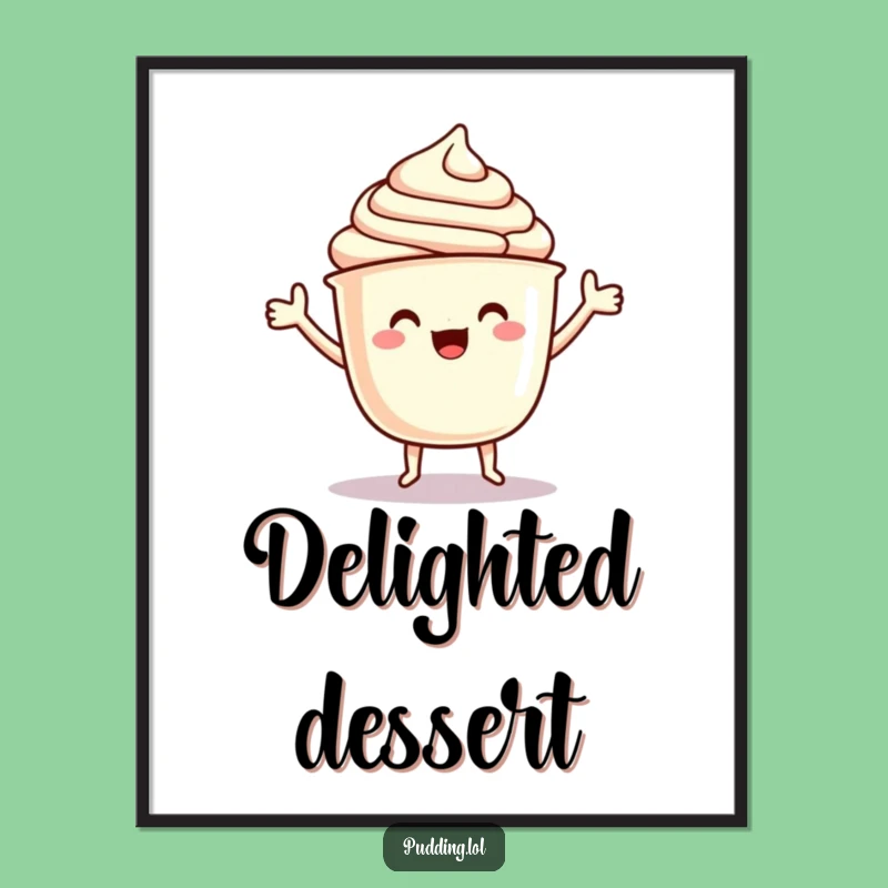 Funny Pudding Digital Art: Dancing Cup Character Jigging, Instant Joyful Vibes Gift