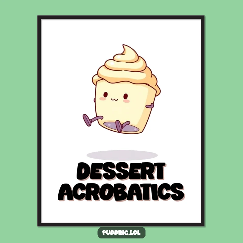Funny Pudding Digital Art: Clumsy Somersault Cup Character, Instant Comical Gift