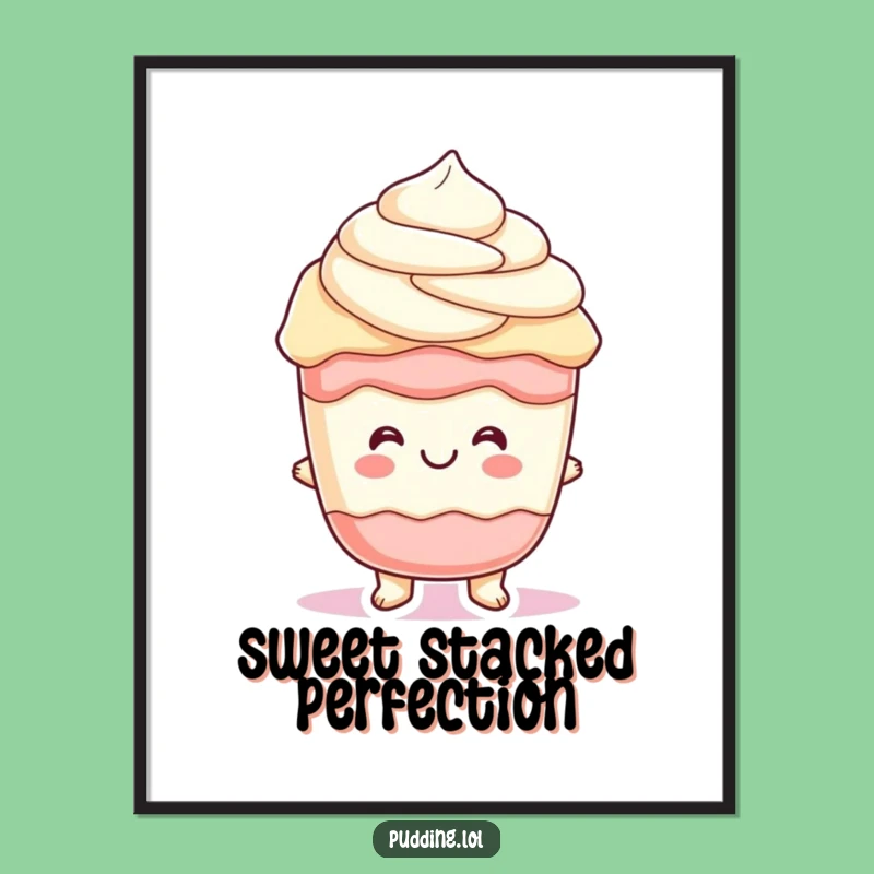 Funny Parfait Pudding Digital Print: Cheerful Layered Art for Desserts Fans