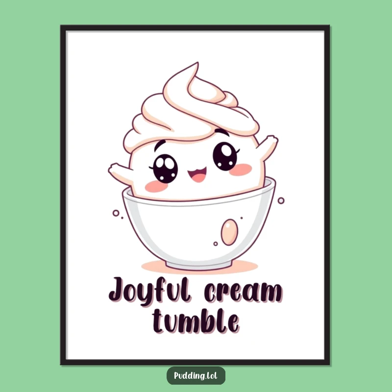 Funny Pudding Cream Tumbling Digital Art Hilarious Dessert Wall Decor Downloadable Art