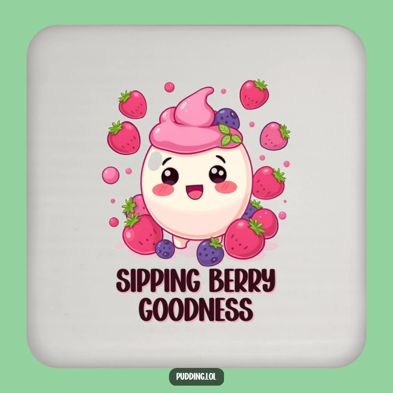 Funny Berry Pudding Coaster: Delighted Protection and Fruity Charm