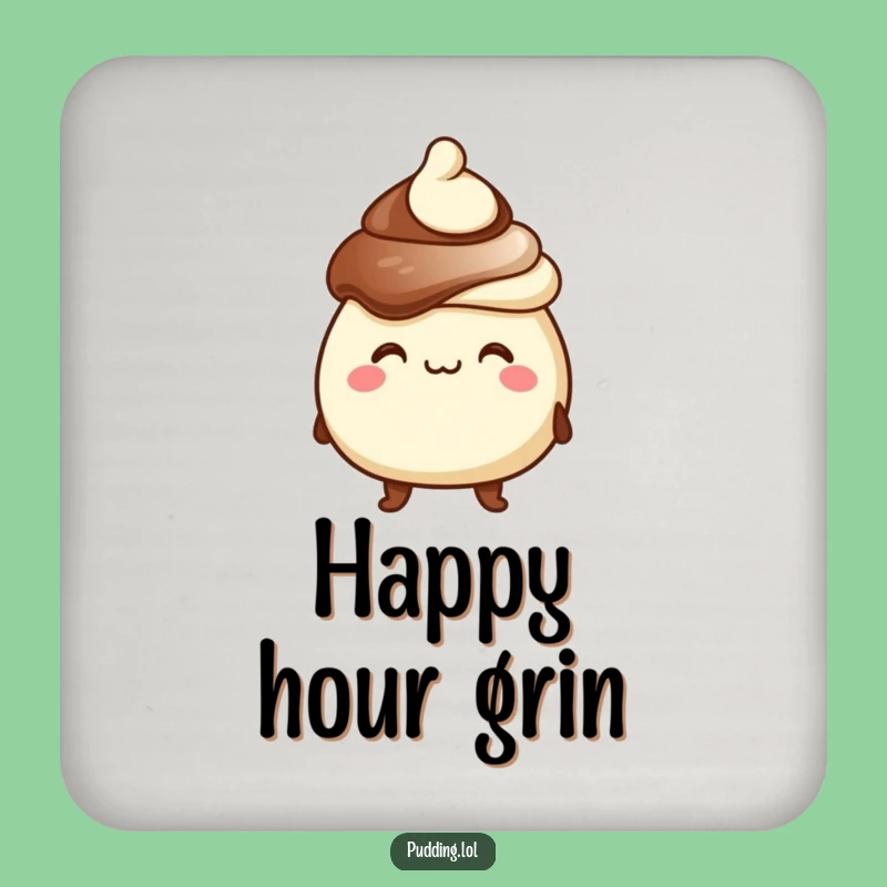 Funny Chocolate Pudding Coaster - Goofy Grin Dessert Protection