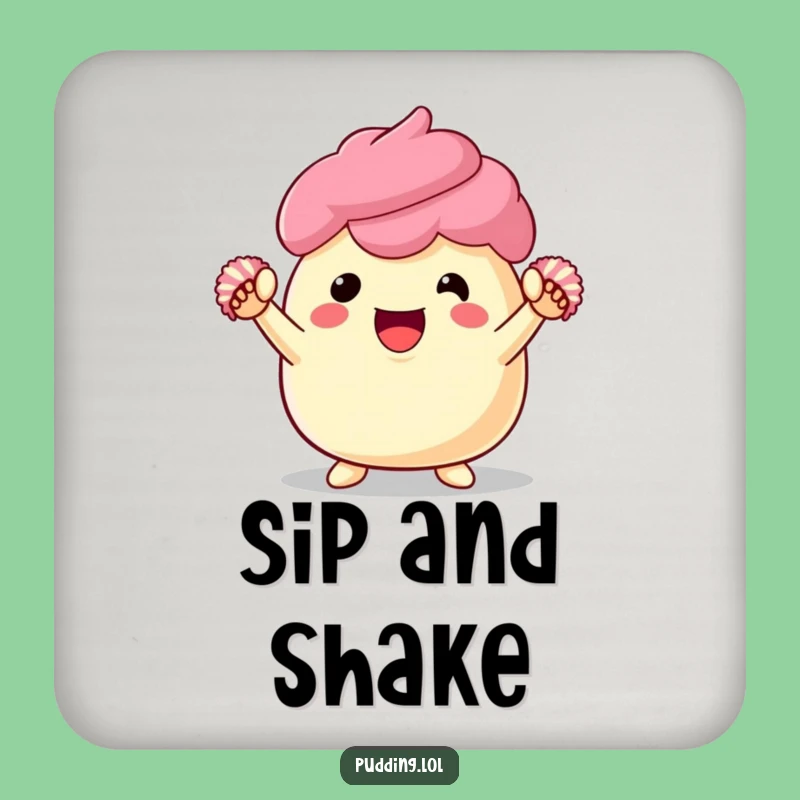 Funny Pudding Cheerleader Coaster Set - Protect Surfaces with Dessert Cheer