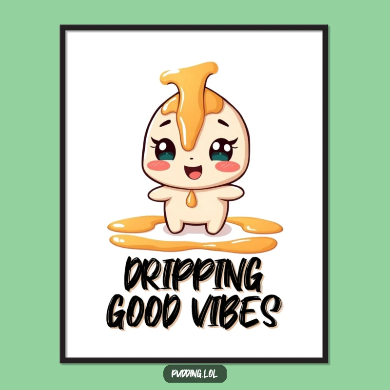 Funny Giggling Caramel Poster - Whimsical Dessert Art Print