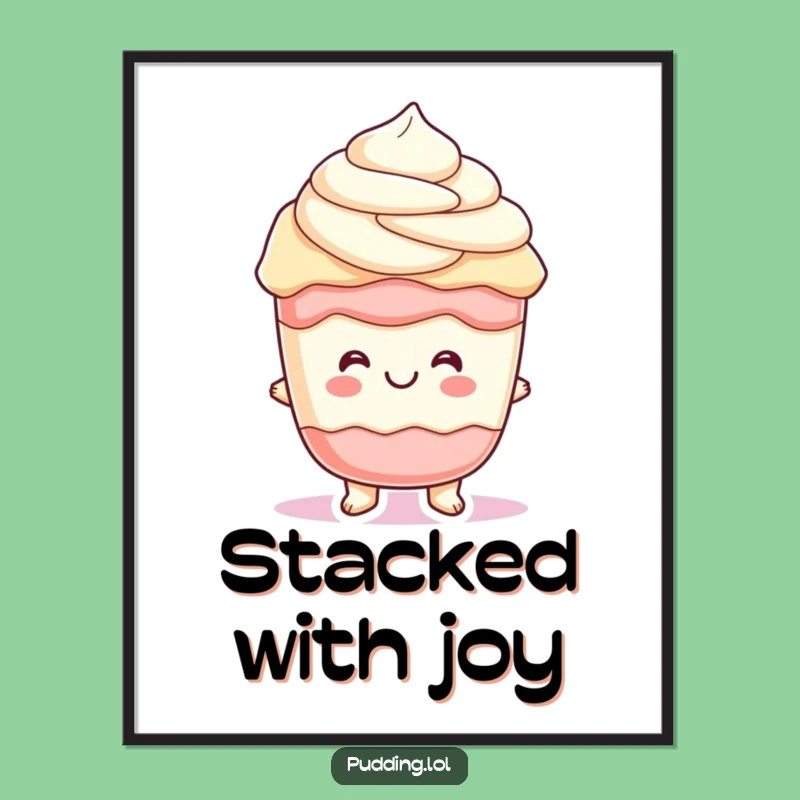 Funny Parfait Pudding Poster: Cheerful Layered Art for Dessert Lovers