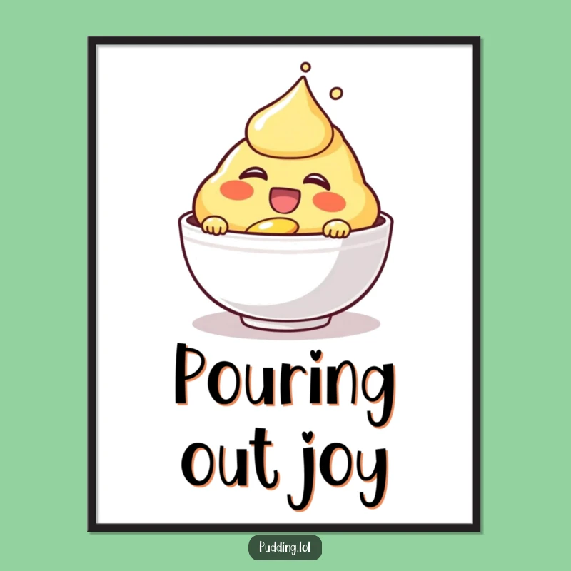 Funny Laughing Custard Poster - Whimsical Dessert Art Print