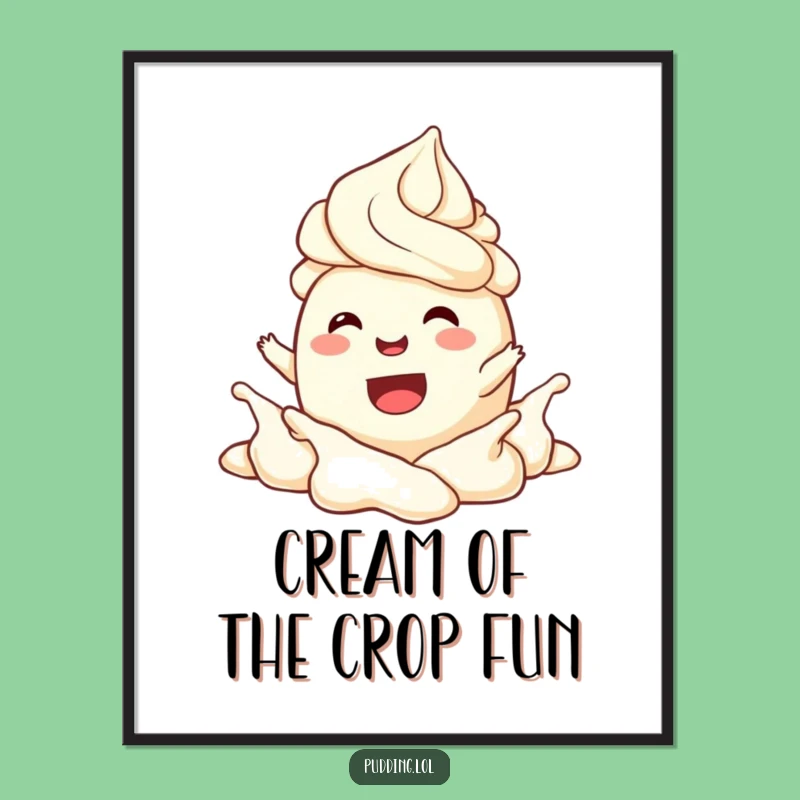 Funny Pudding Cream Splash Free Printable Wall Art - Playful Downloadable Decor