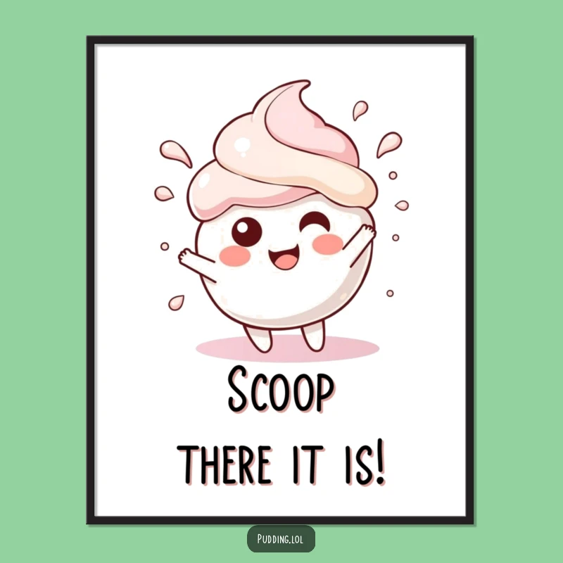 Funny Free Printable Wall Art: Splashing Pudding Scoop Playful Decor