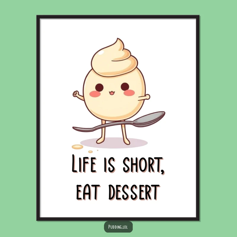 Funny Pudding Spoon Balance Free Printable Wall Art - Quirky Downloadable Decor