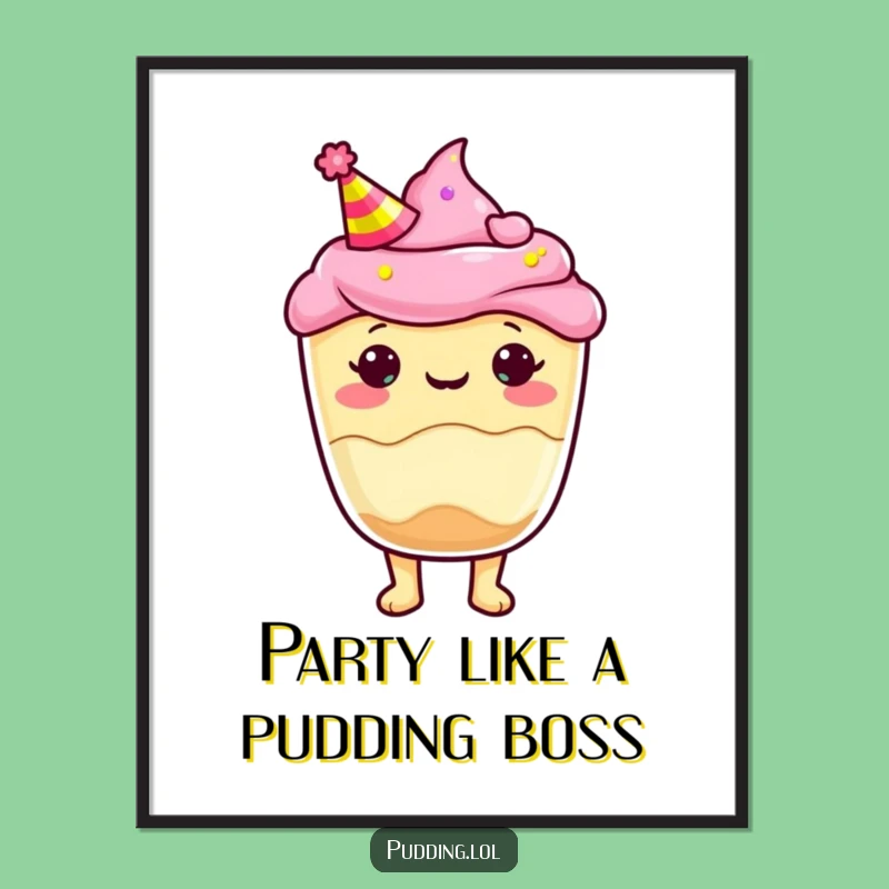 Funny Free Printable Wall Art: Party Pudding Cup Festive Decor