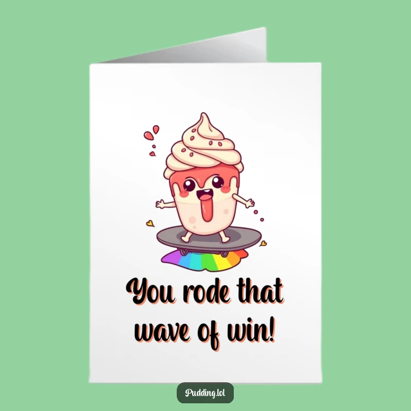 Free Printable Congrats Card: Pudding's Rainbow Ride for a Dreamy Downloadable Gift