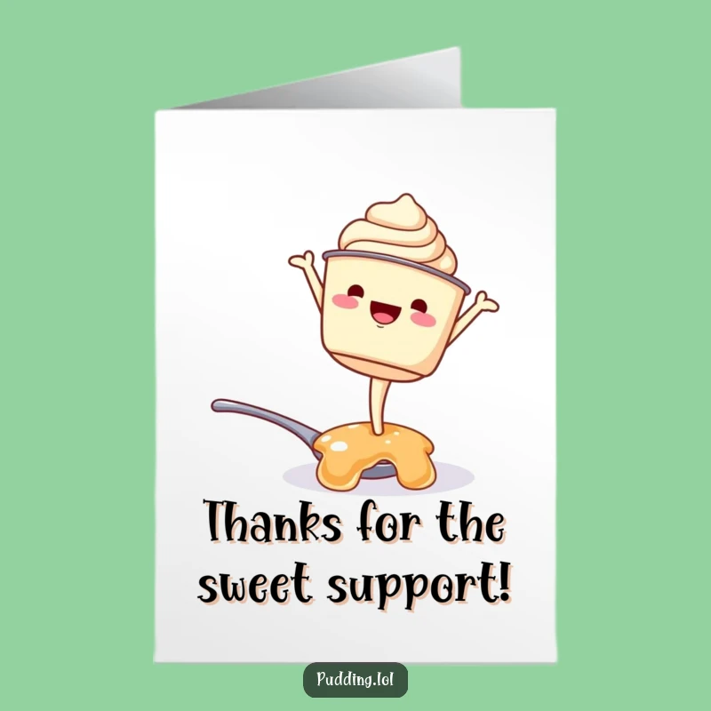 Free Printable Thank You Card: Pudding Character's Stunt for a Funny Downloadable Gift
