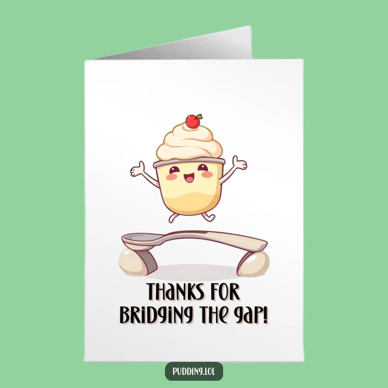 Free Printable Thank You Card: Pudding Jumps for Joy in this Downloadable Gift