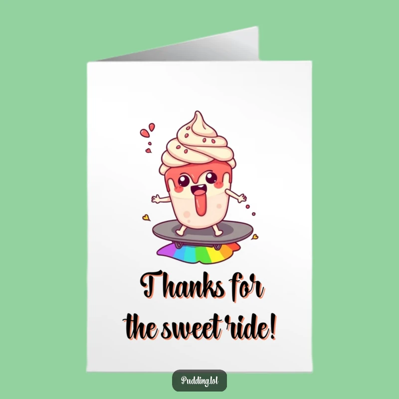 Free Printable Thank You Card: Pudding's Colorful Surf for a Saucy Downloadable Gift