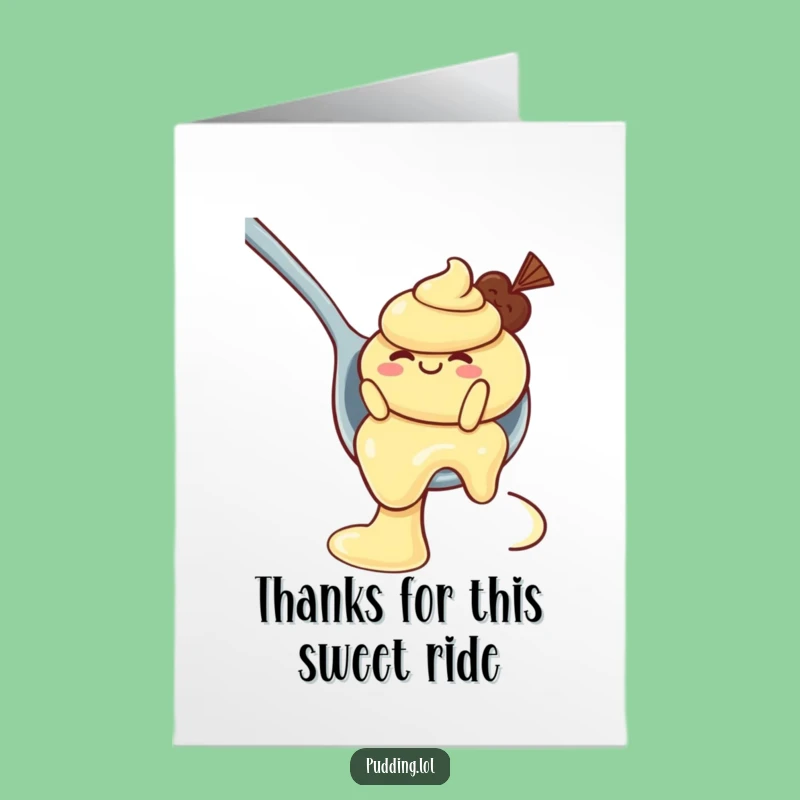 Free Printable Thank You Card: Pudding Spoon Slide Funny Downloadable Gift