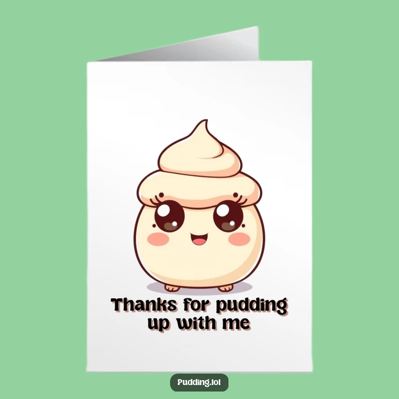 Free Printable Thank You Card: Surprised Pudding Scoop Funny Downloadable Gift of Gratitude