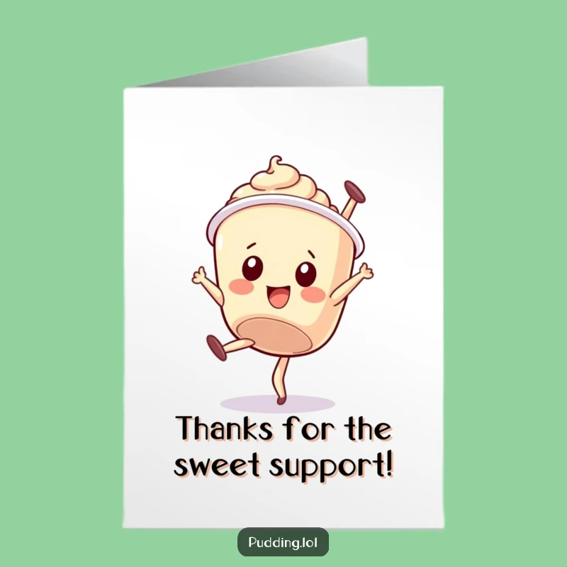 Funny Free Printable Thank You Card: Pudding Wobble, Downloadable Gratitude Gift