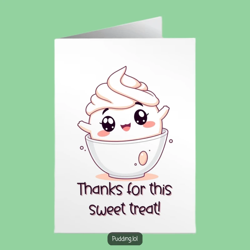 Free Printable Thank You Card: Pudding Tumbling Whipped Cream Funny Downloadable Gift