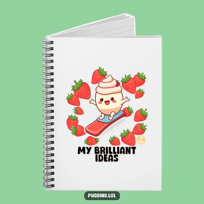 Funny Pudding Surfer Notebook: Jot Down Ideas with Strawberry Slide Fun