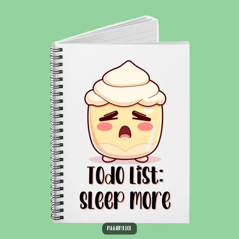 Funny Sleepy Pudding Notebook - Yawning Dessert Character for Notes - Perfect Gift