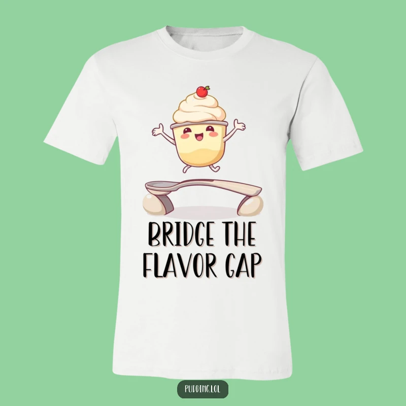 Funny Pudding Cup Leap T-Shirt: Energetic Dessert Humor Tee, Ideal Funny Gift for Foodies