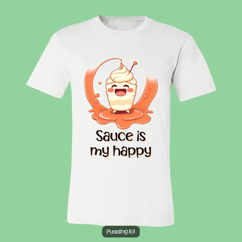 Funny Pudding Splash T-Shirt: Wear Your Playful Sauce Adventures