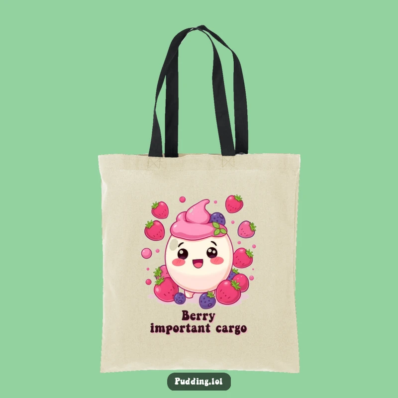 Funny Berry Pudding Tote Bag: Carry Delighted Berries and Fun