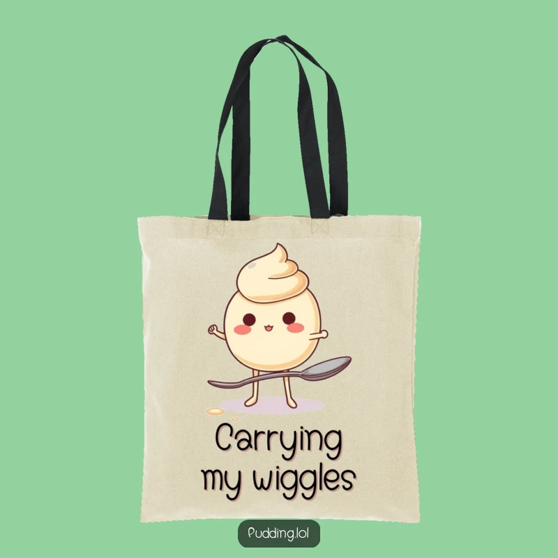 Funny Jiggling Pudding Balancing Act Tote Bag - Humorous Dessert Carry-All Gift