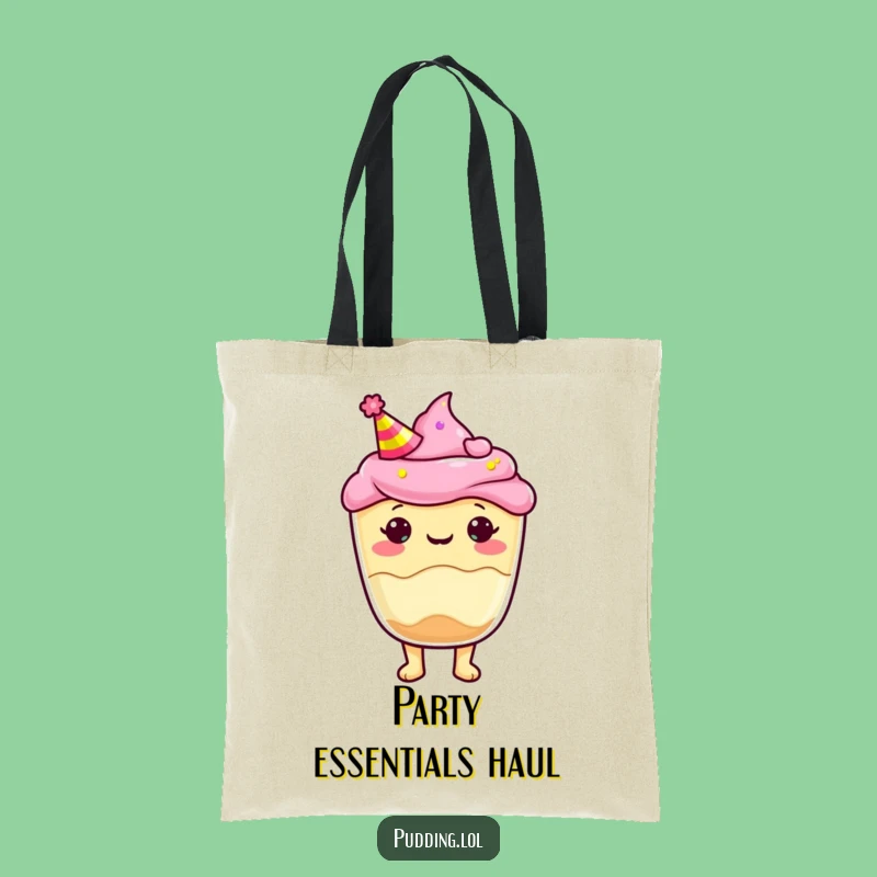 Funny Pudding Cup Party Hat Tote Bag: Carry the Celebration, Great Funny Gift
