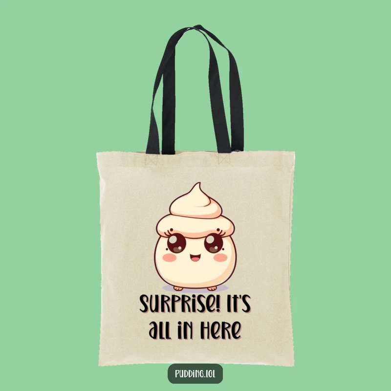 Funny Surprised Pudding Scoop Tote Bag - Charming Dessert Accessory